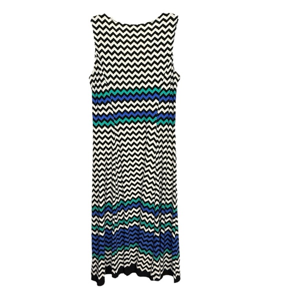 Black and Blue Sleeveless Maxi Dress with Scoop Neck Size 14 - Picture 2 of 4